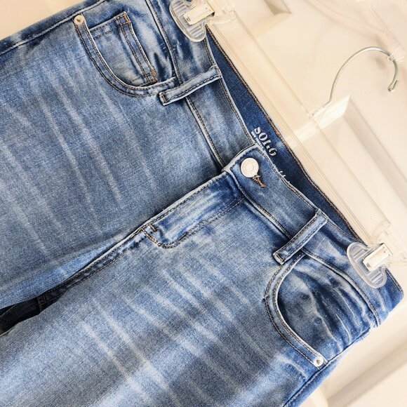 Soho New York & Company White Lace Crochet Ankle Skinny Jeans Blue Stretch - Picture 5 of 14